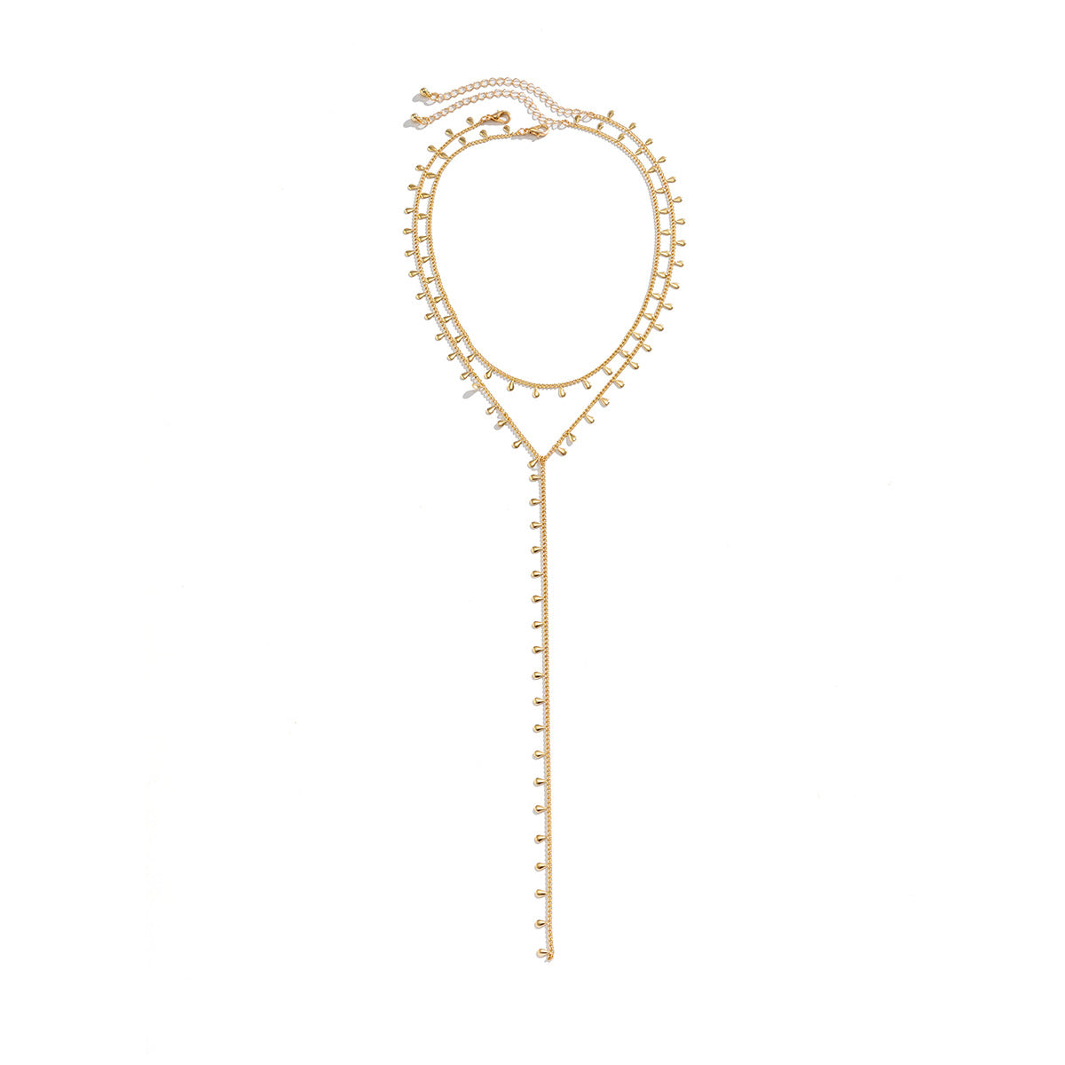Minimalistic Water Drops Tassel Double-layer Necklace
