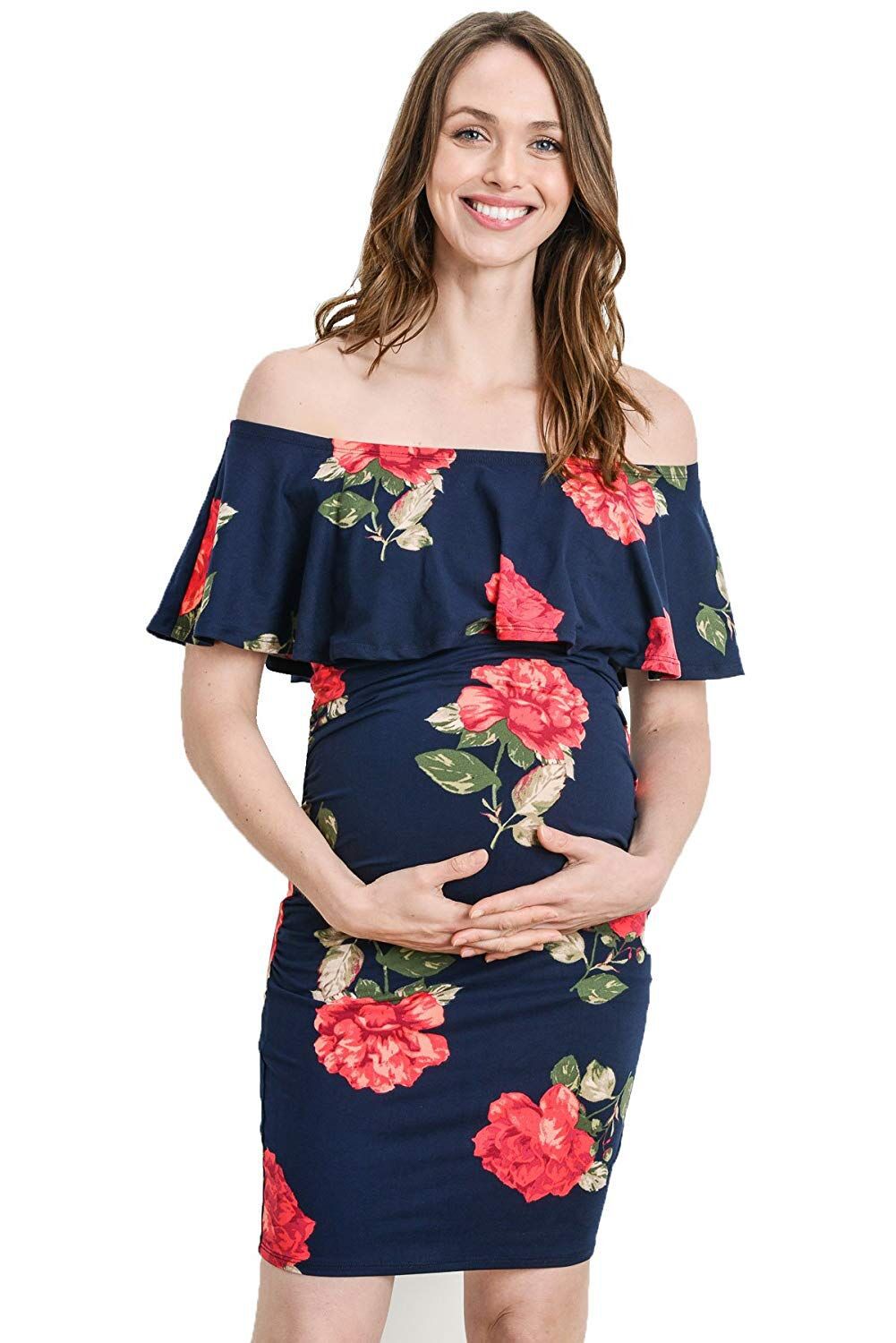 Slim Printed Chest Wrap Maternity dress