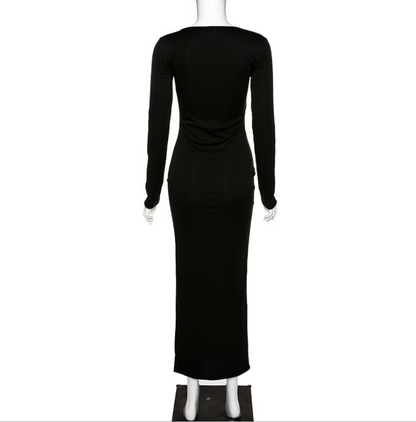 Elegant Sheath Silhouette Square Neck Long Dress