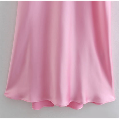 Camis Satin Long Dress Elegant Slip Sleeveless Backless