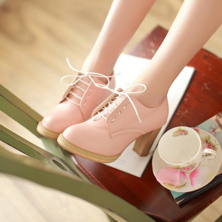 Round Head Thick High Heels Shoes
