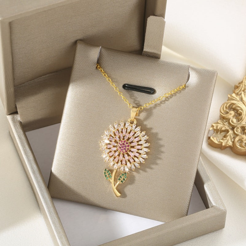 Fashion Sun Flower Pendant Necklace