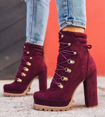 Table Suede Ankle Boots High Heels