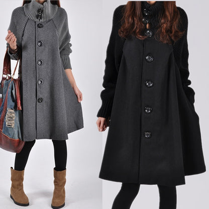 Plus Size Women's Mid-length Loose Woolen Coat