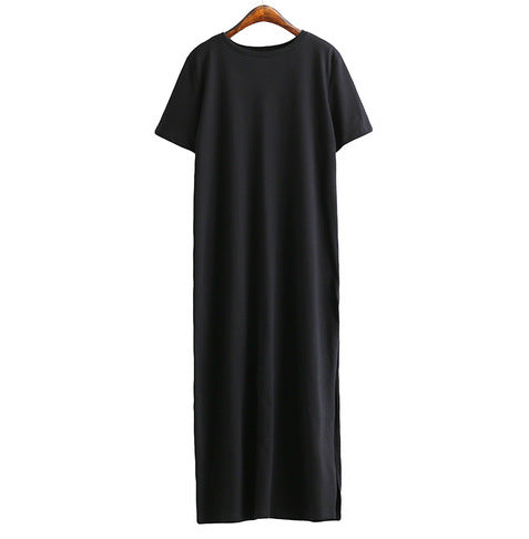 Casual Cotton Black Long Dress