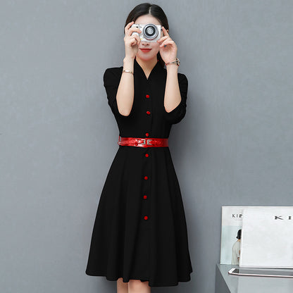 Long Sleeved Dress With Buttons and Strap