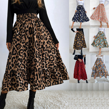 Casual Leopard Print Simple Slim Skirt