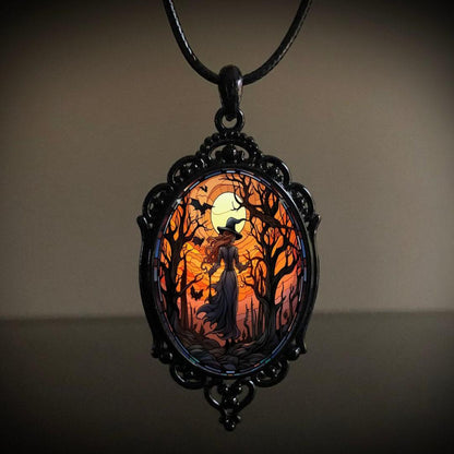 Vintage Gothic Halloween Pendant Necklace