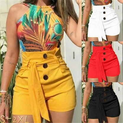 High Waist Tight Fit With Belt Pleated Shorts