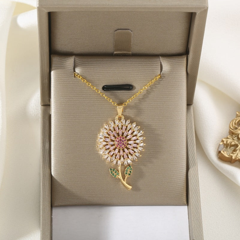 Fashion Sun Flower Pendant Necklace