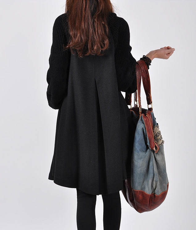Plus Size Women's Mid-length Loose Woolen Coat