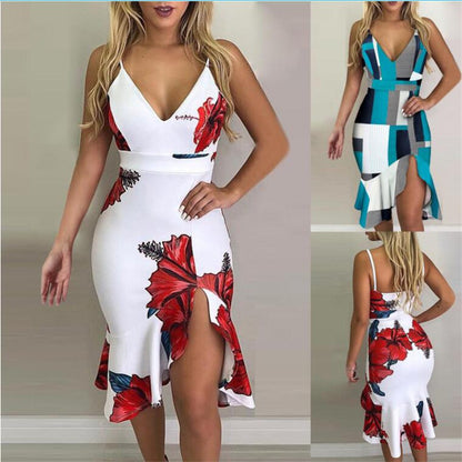 Collage Sling Style Irregular Dress