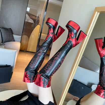 Thick High Heels Long Boots