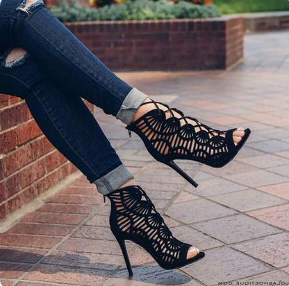 Roman Style Lace High Heels Shoes