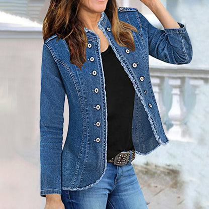 Fashion Single-breasted Solid Color Denim Coat