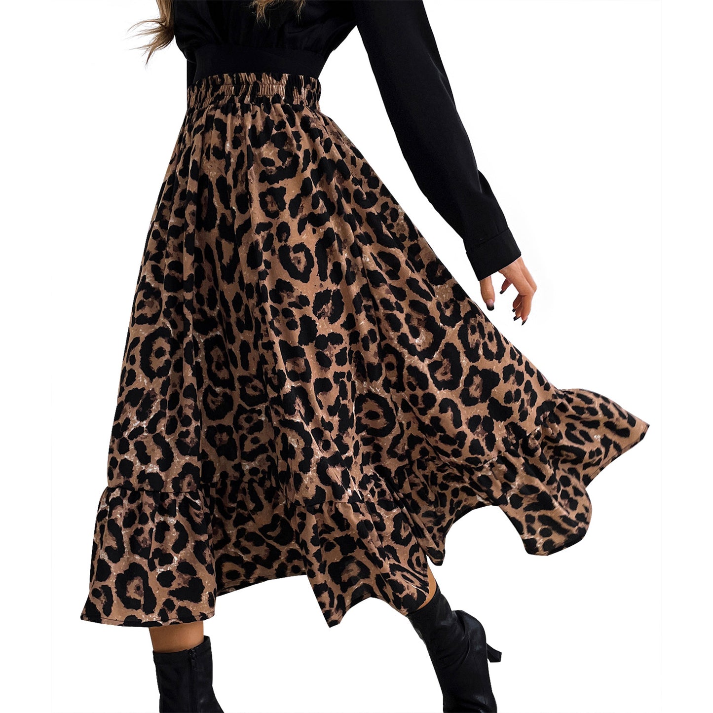 Casual Leopard Print Simple Slim Skirt