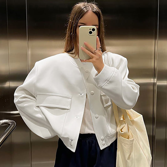 Fashion Elegence White Slim-fit Long Sleeve Women's Top