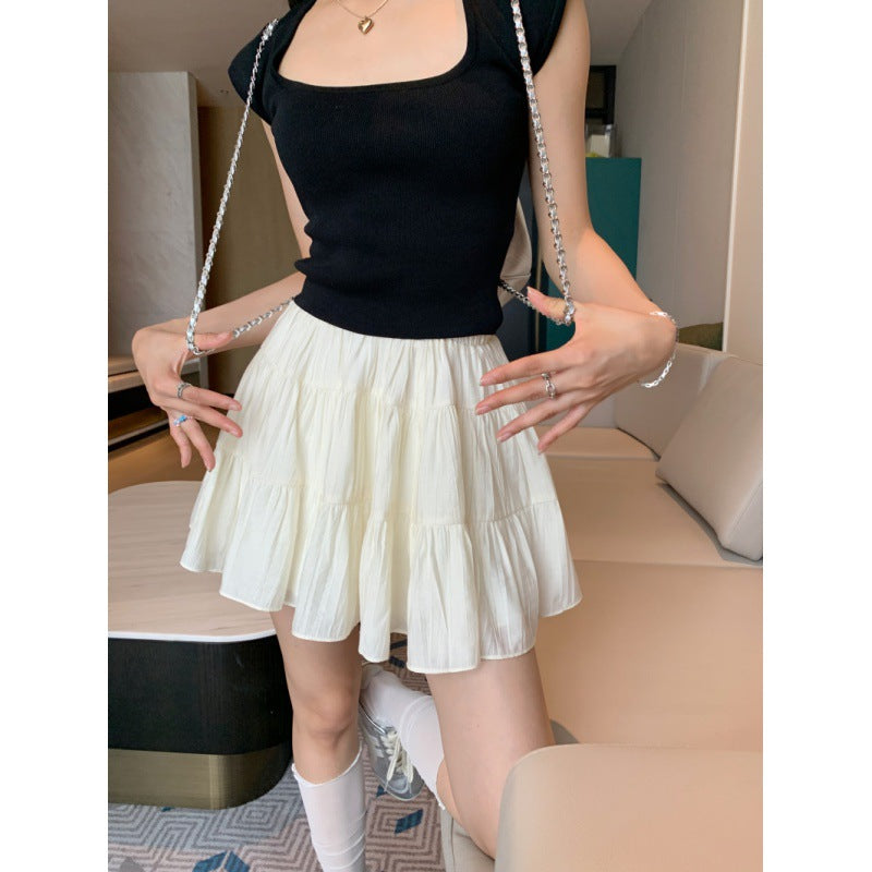 Short Fashionable All-match Mini Skirt With Safety Pants