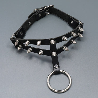 Punk Exaggerated Pointed Leather Necklace