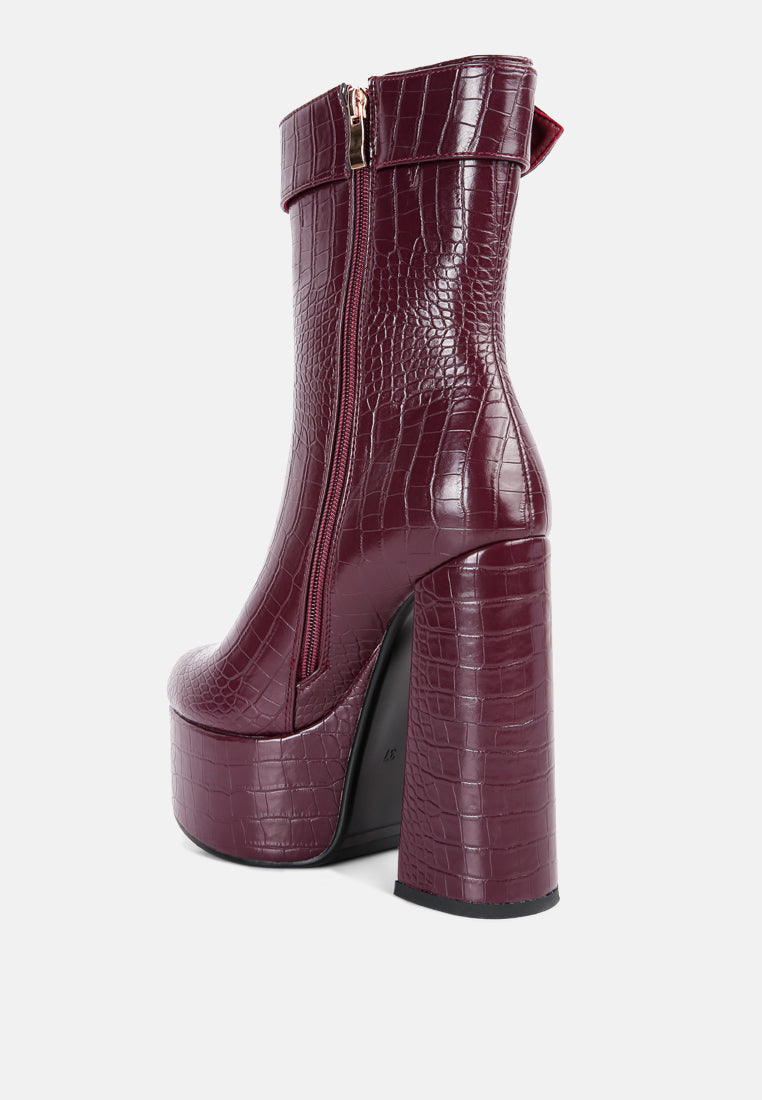 bumpy croc high block heeled chunky ankle boots-8