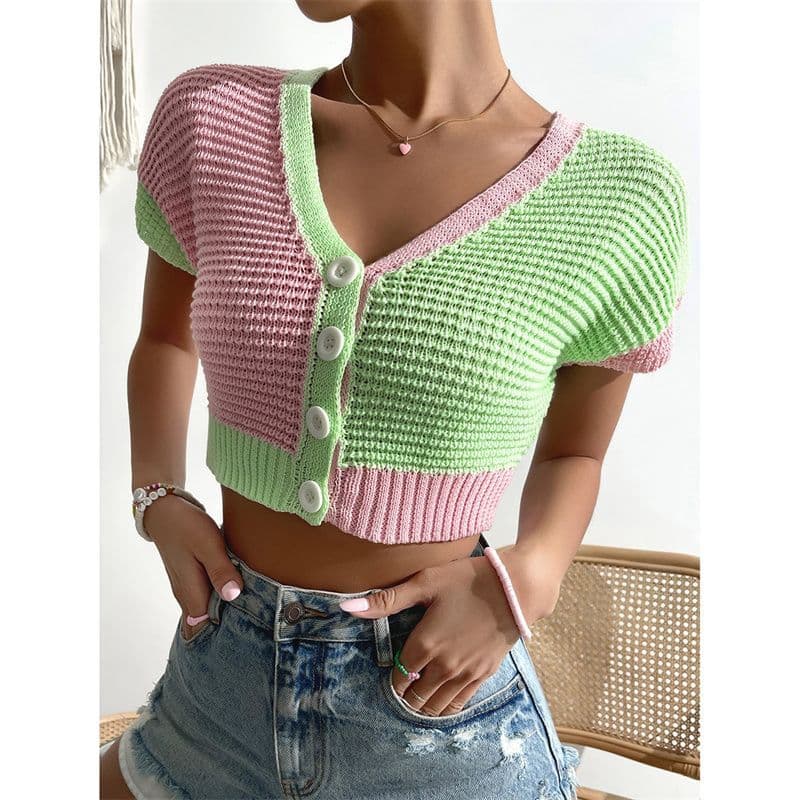 Crochet ribbed top two tones