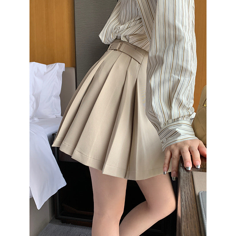 Preppy Style Pleated High Waist Slimming A- Line Skirt