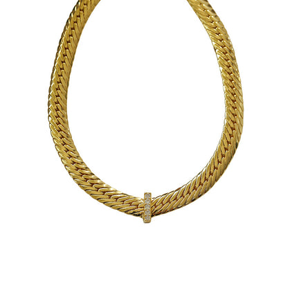 Wide Gold Snake Bones Chain Necklace