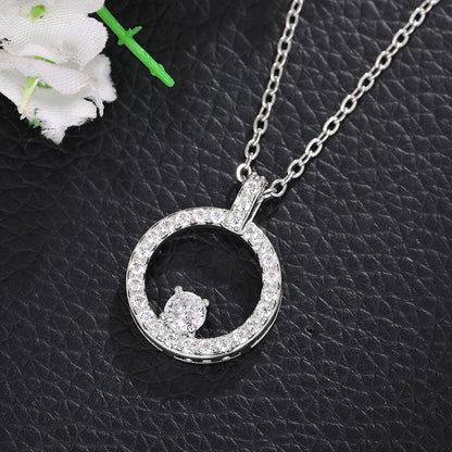 Necklace Simple Openwork Circle Set Light Luxury High-grade Socialite Cold Style Earrings Necklace