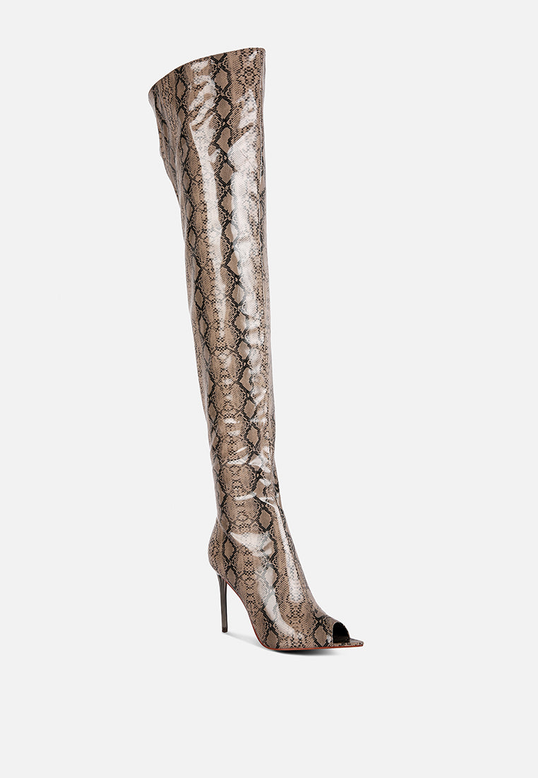 high drama snake print stiletto long boots-7