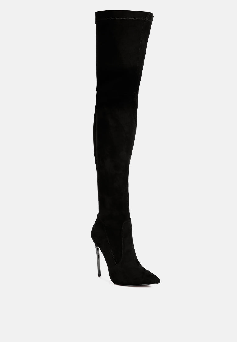 jaynetts stretch suede micro high knee boots-11