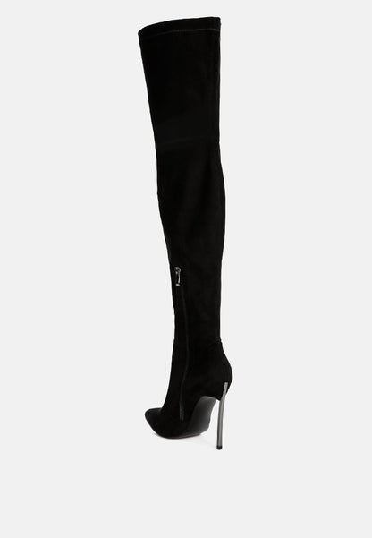 jaynetts stretch suede micro high knee boots-12