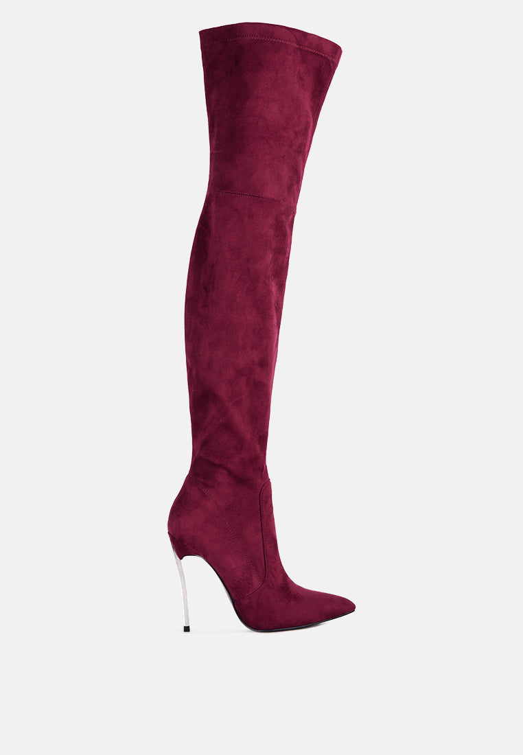 jaynetts stretch suede micro high knee boots-5