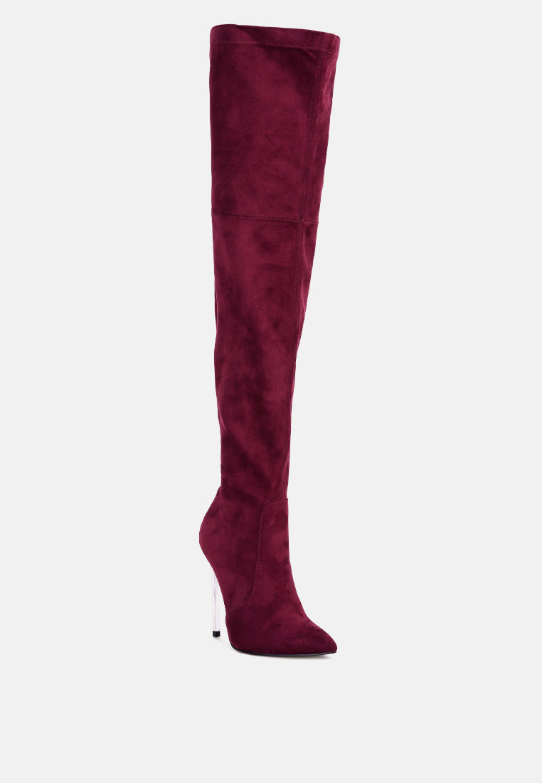jaynetts stretch suede micro high knee boots-6