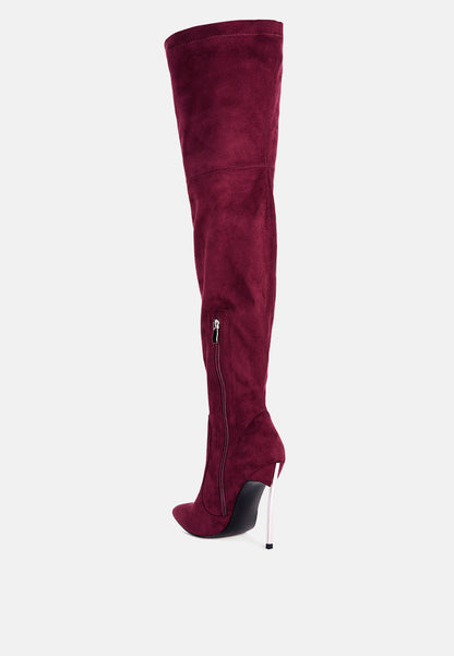 jaynetts stretch suede micro high knee boots-7