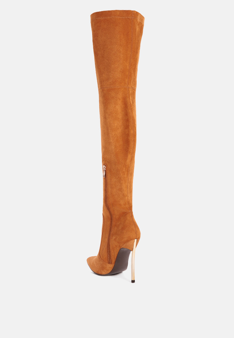 jaynetts stretch suede micro high knee boots-2