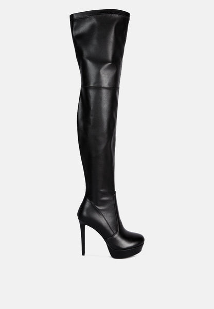 marvelettes faux leather high heeled long boots-5