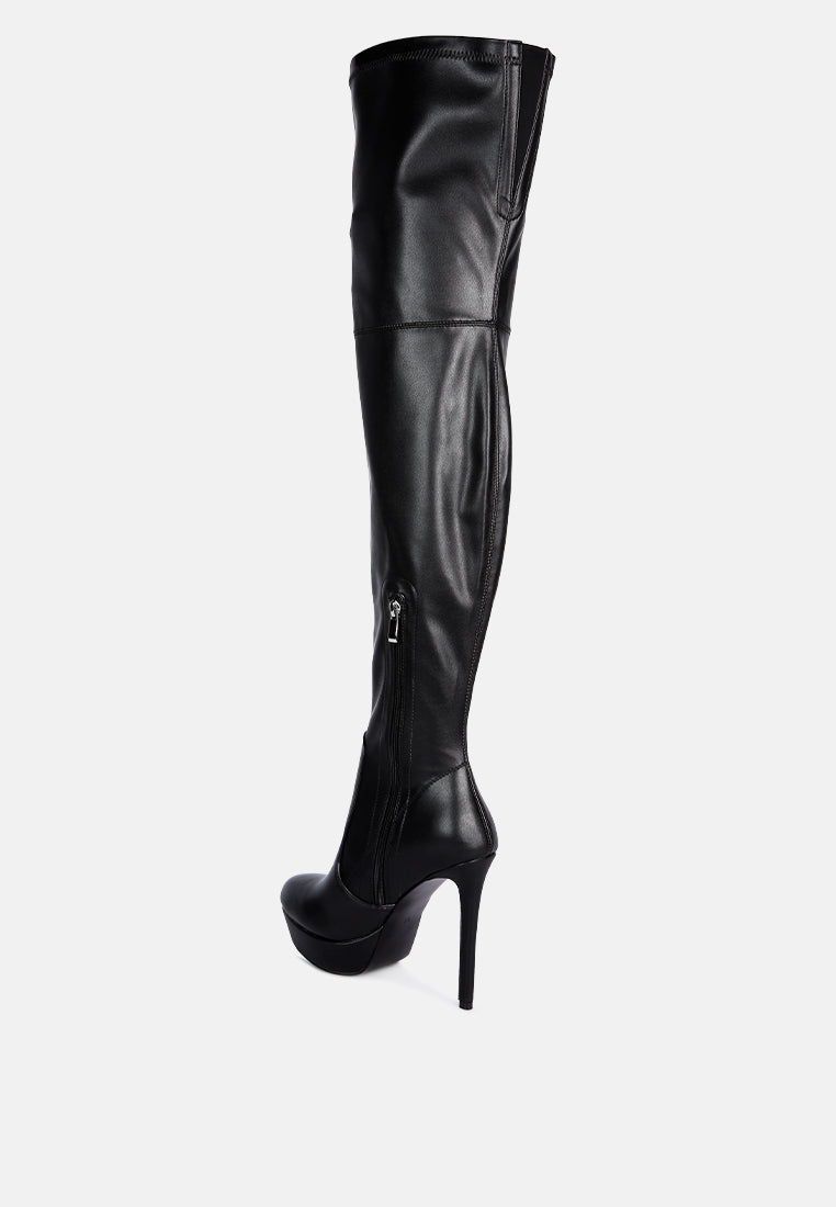 marvelettes faux leather high heeled long boots-7
