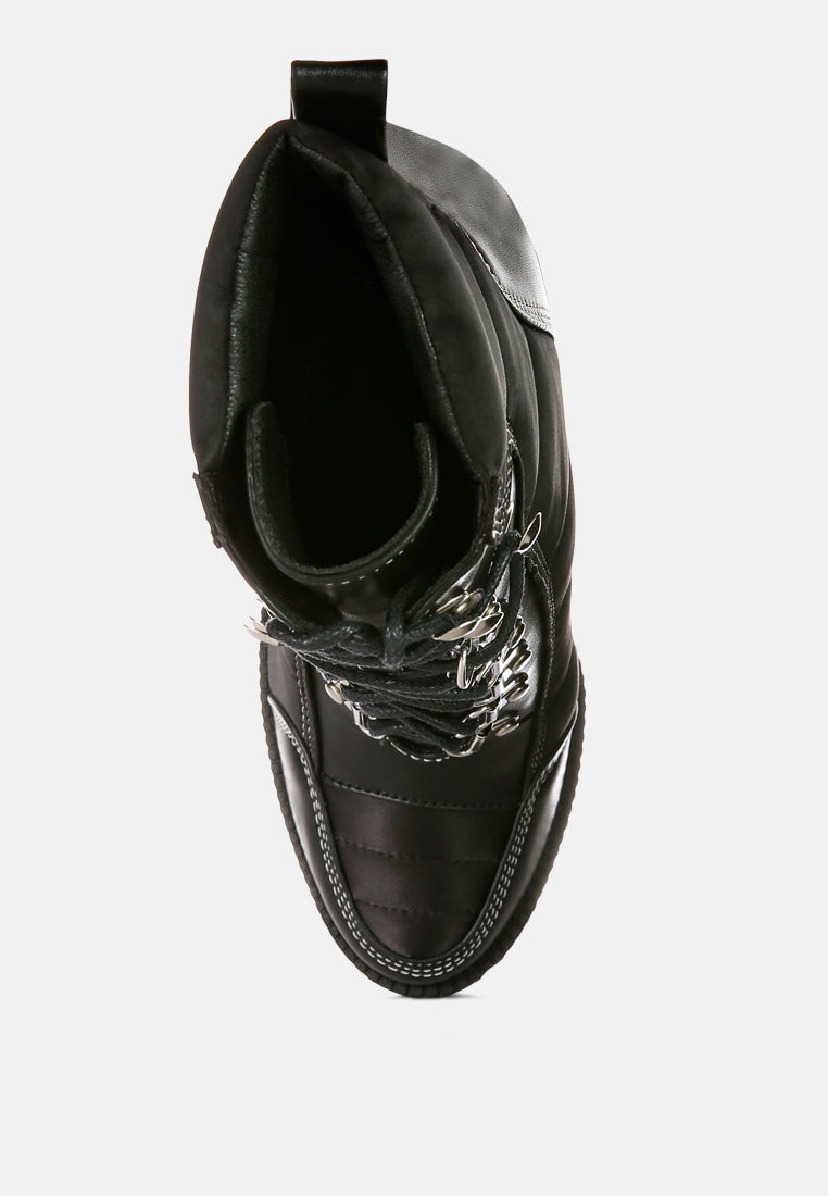 scotch high heel quilted satin biker boots-23