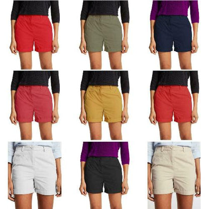 Ladies Pure Cotton Roll Up Chino Shorts-0