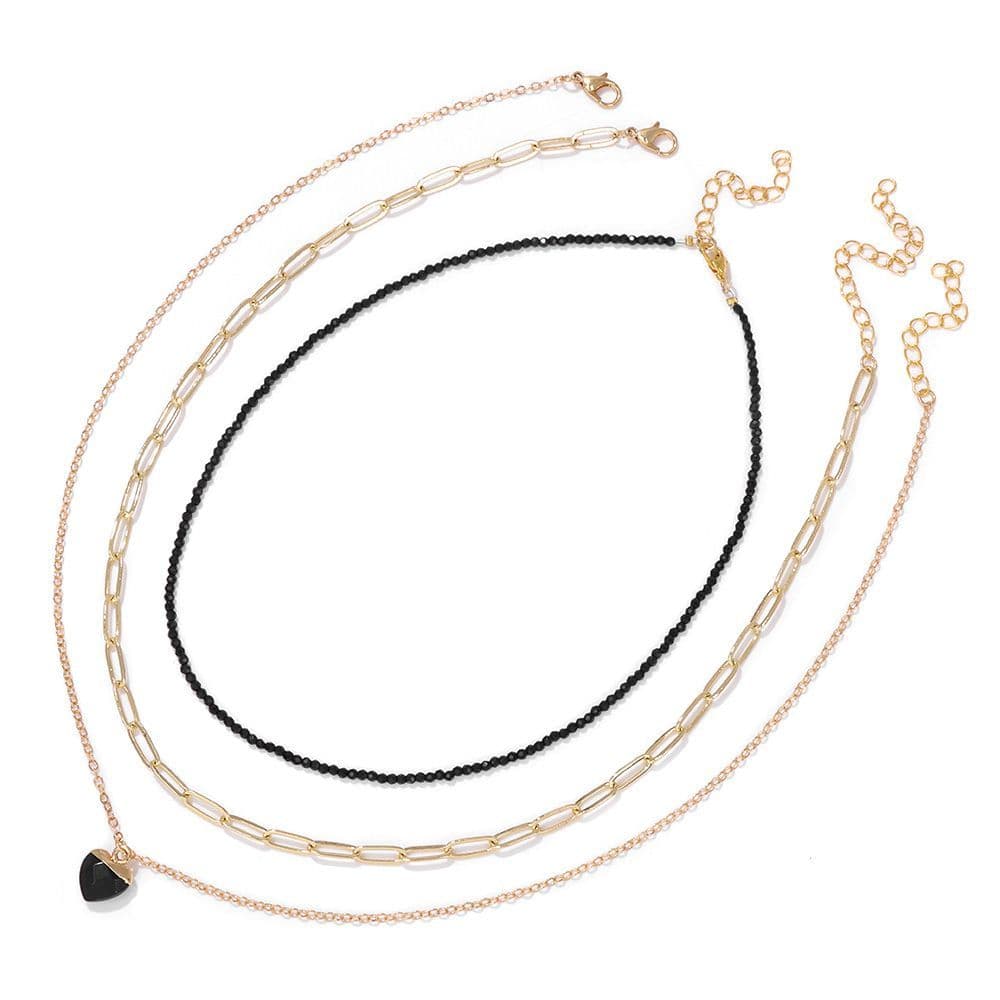 3 Pieces Irregular Chip Beads Necklaces, Natural Stone Hexagonal Column Pendant Necklace, Tiger Eye