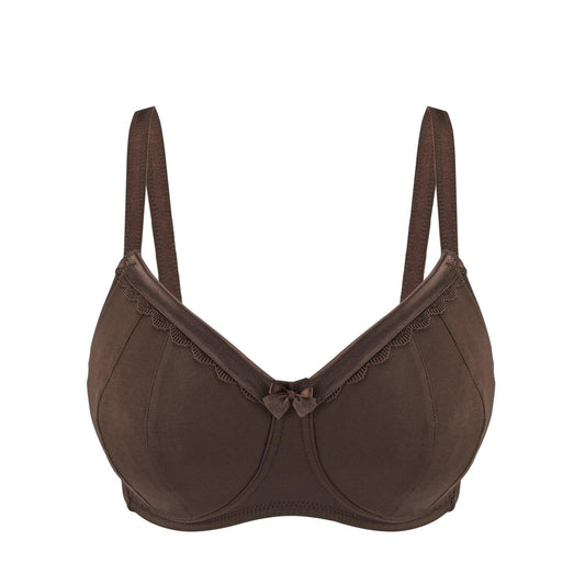 Cocoa-Supportive Non-Wired Silk & Organic Cotton Full Cup Bra with removable paddings-0