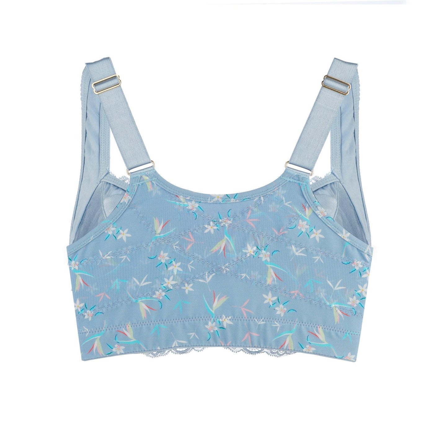 Back Support Silk & Organic Cotton Sports Bra (Floral Spritz & Lily white)-2