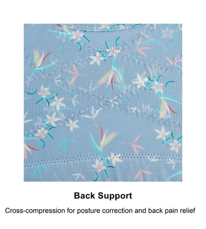 Back Support Silk & Organic Cotton Sports Bra (Floral Spritz & Lily white)-3