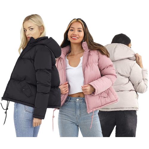 Ladies Brave Soul Cello Padded Hooded Jacket-0