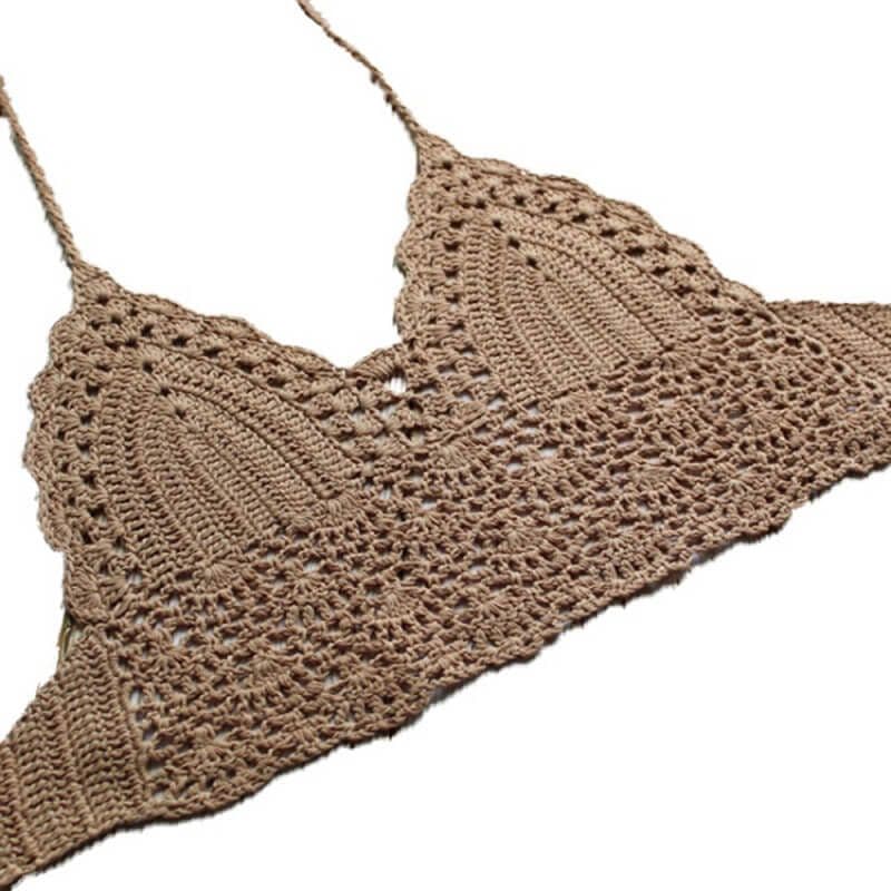 Crochet bikini top halter neck wrapped chest