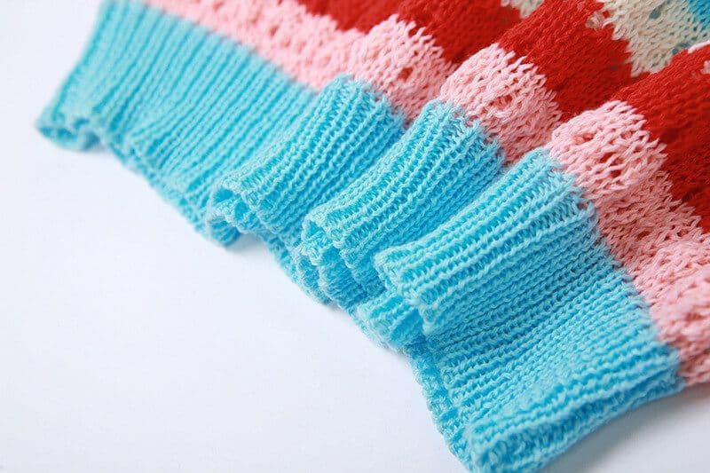 Crochet striped top halter neck