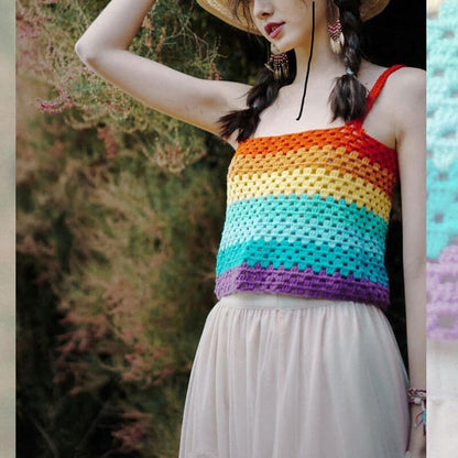Crochet top bohemian multi-colour