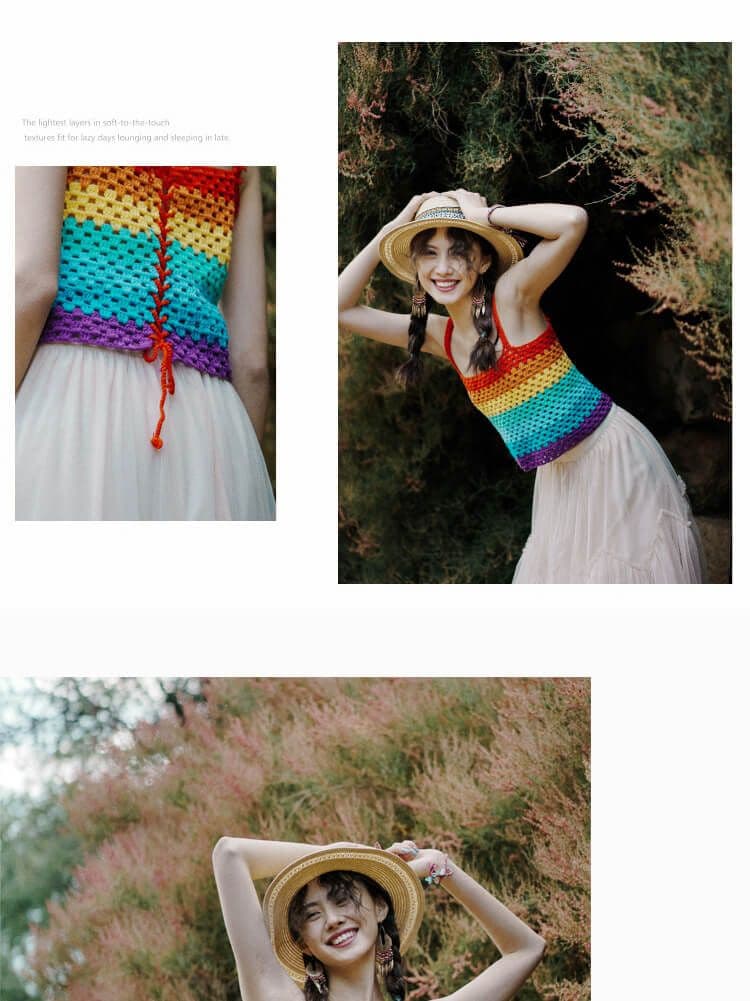 Crochet top bohemian multi-colour