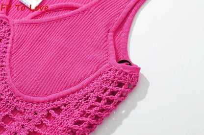 Crochet top corset pink