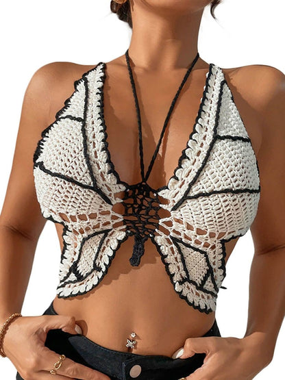 Crochet top sleeveless butterfly